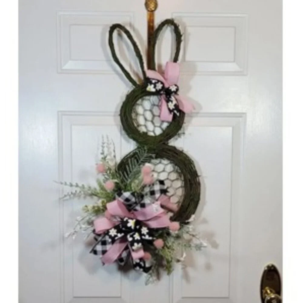 Mossy Grapevine Bunny Wreath, Mossy Rabbit Wreath,‎ Spring Easter Bunny Wreath
